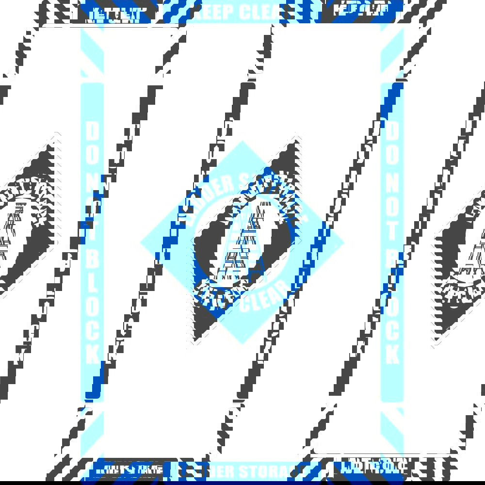 Accident Prevention Adhesive Backed Floor Sign: Rectangle, ''Ladder Storage Keep Clear''