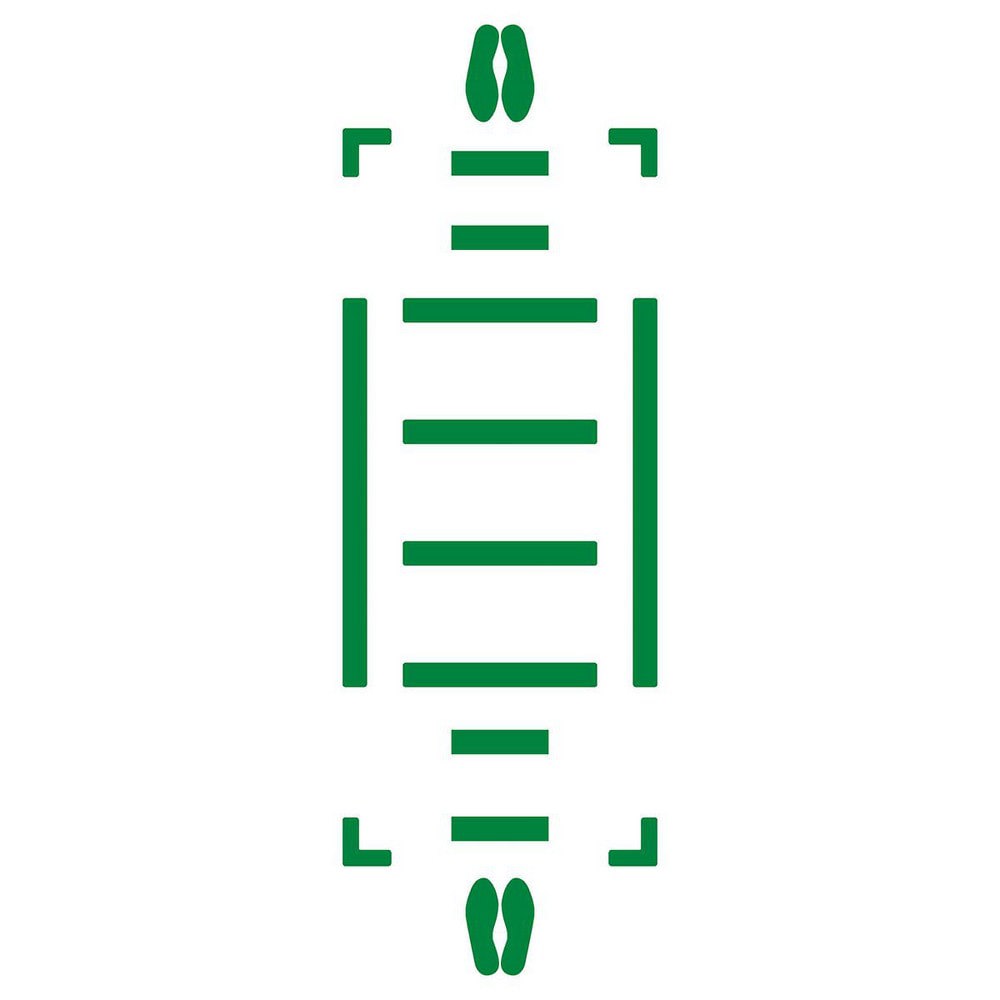 Adhesive Backed Floor Signs; Message Type: Traffic Control ; Message or Graphic: Graphic Only ; Legend: Footprint Graphic ; Material: Vinyl ; Legend Color: Green ; Color: Green