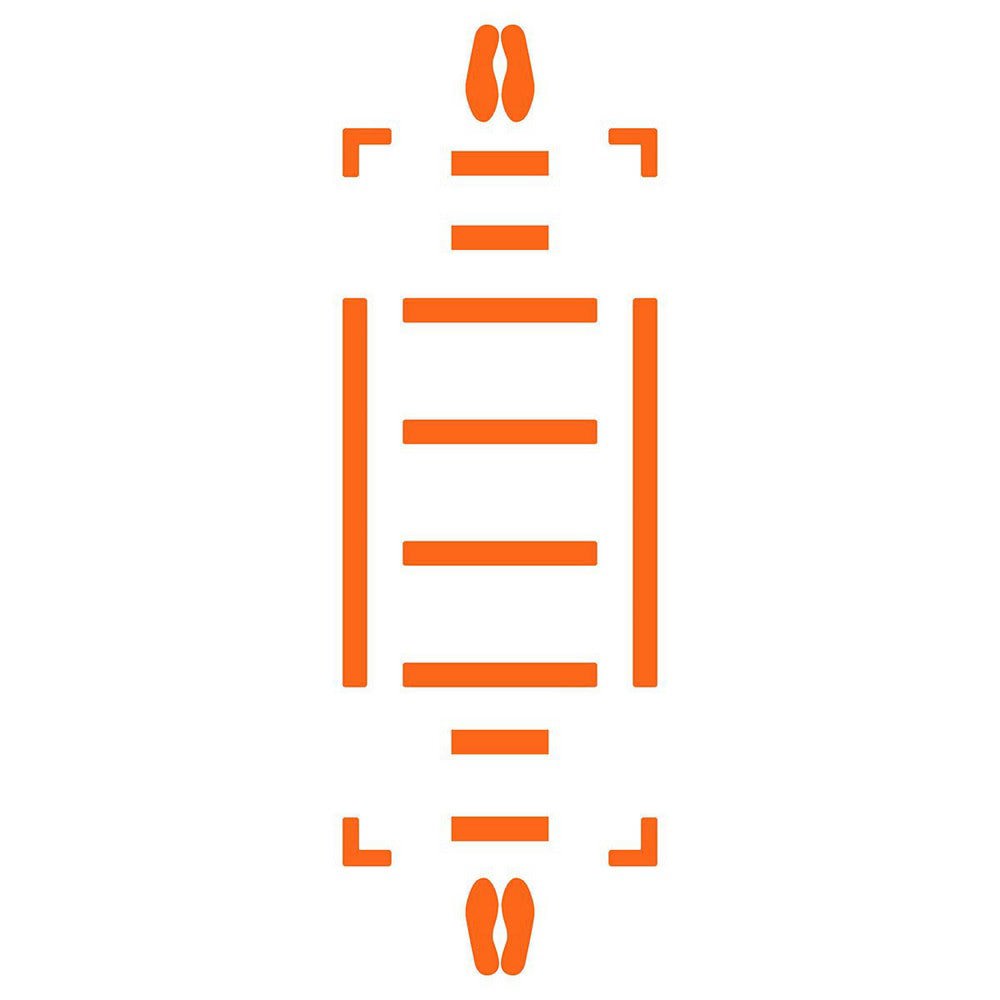 Adhesive Backed Floor Signs; Message Type: Traffic Control ; Message or Graphic: Graphic Only ; Legend: Footprint Graphic ; Material: Vinyl ; Legend Color: Orange ; Color: Orange