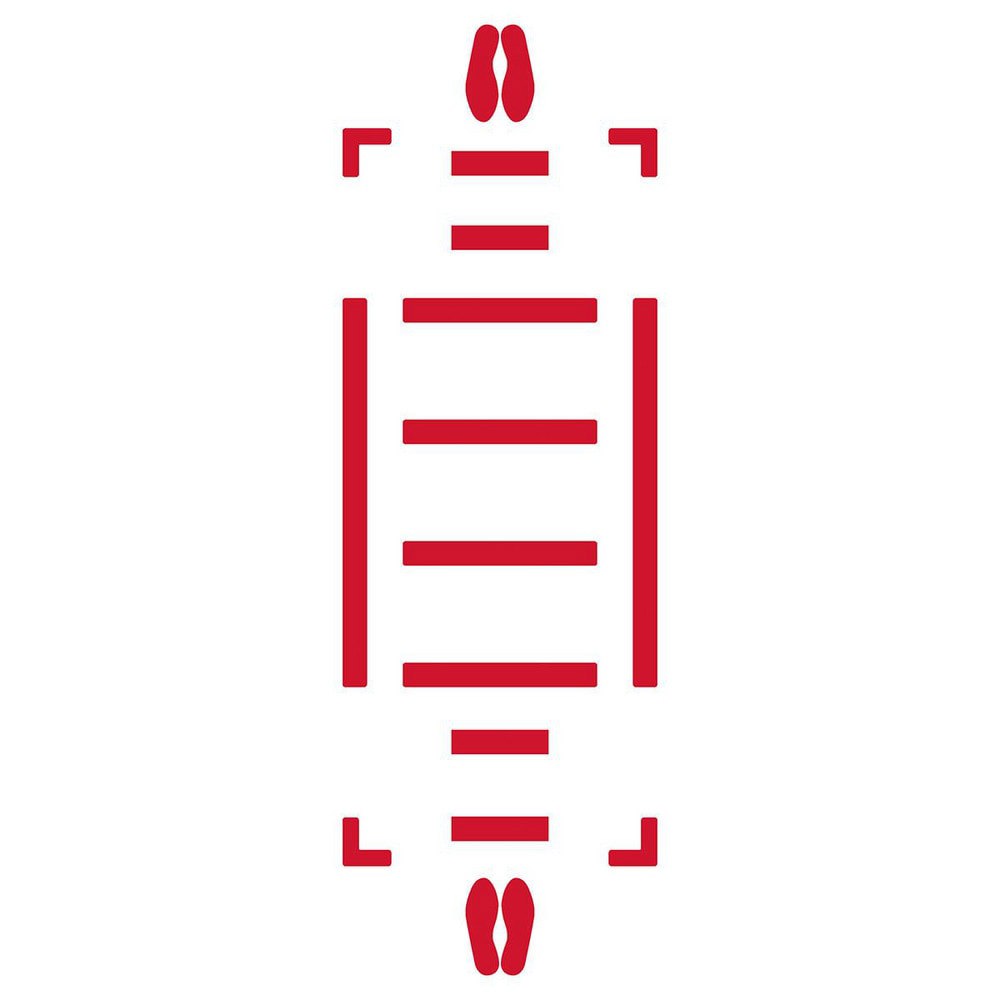 Adhesive Backed Floor Signs; Message Type: Traffic Control ; Message or Graphic: Graphic Only ; Legend: Footprint Graphic ; Material: Vinyl ; Legend Color: Red ; Color: Red
