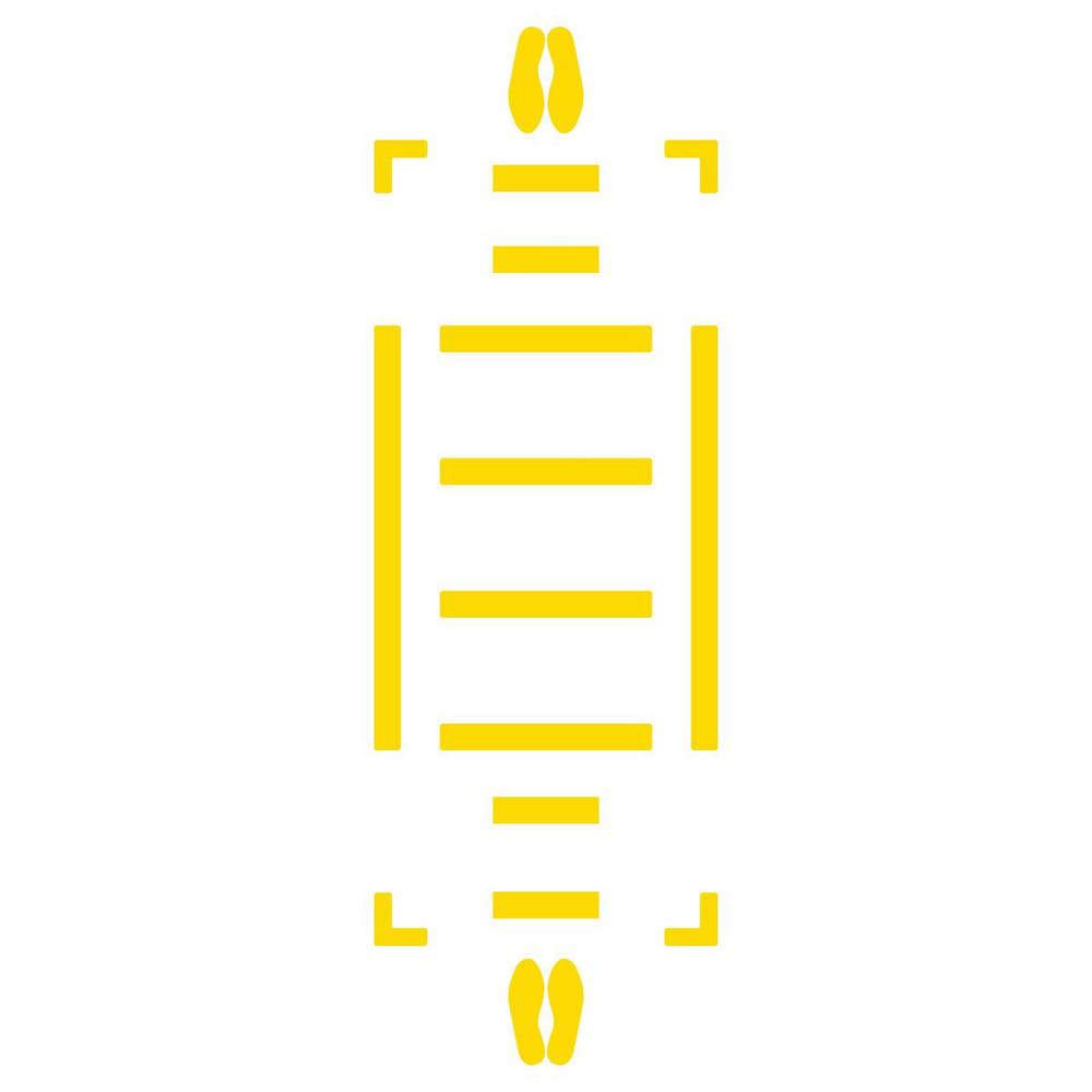 Adhesive Backed Floor Signs; Message Type: Traffic Control ; Message or Graphic: Graphic Only ; Legend: Footprint Graphic ; Material: Vinyl ; Legend Color: Yellow ; Color: Yellow