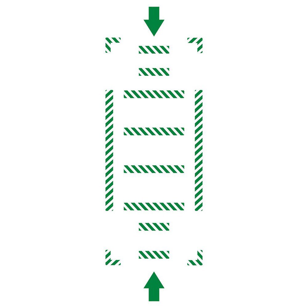 Adhesive Backed Floor Signs; Message Type: Traffic Control ; Message or Graphic: Graphic Only ; Legend: Arrow Graphic ; Material: Vinyl ; Legend Color: Green ; Color: Green; White