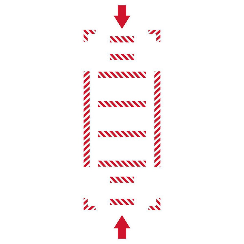 Adhesive Backed Floor Signs; Message Type: Traffic Control ; Message or Graphic: Graphic Only ; Legend: Arrow Graphic ; Material: Vinyl ; Legend Color: Red ; Color: Red; White