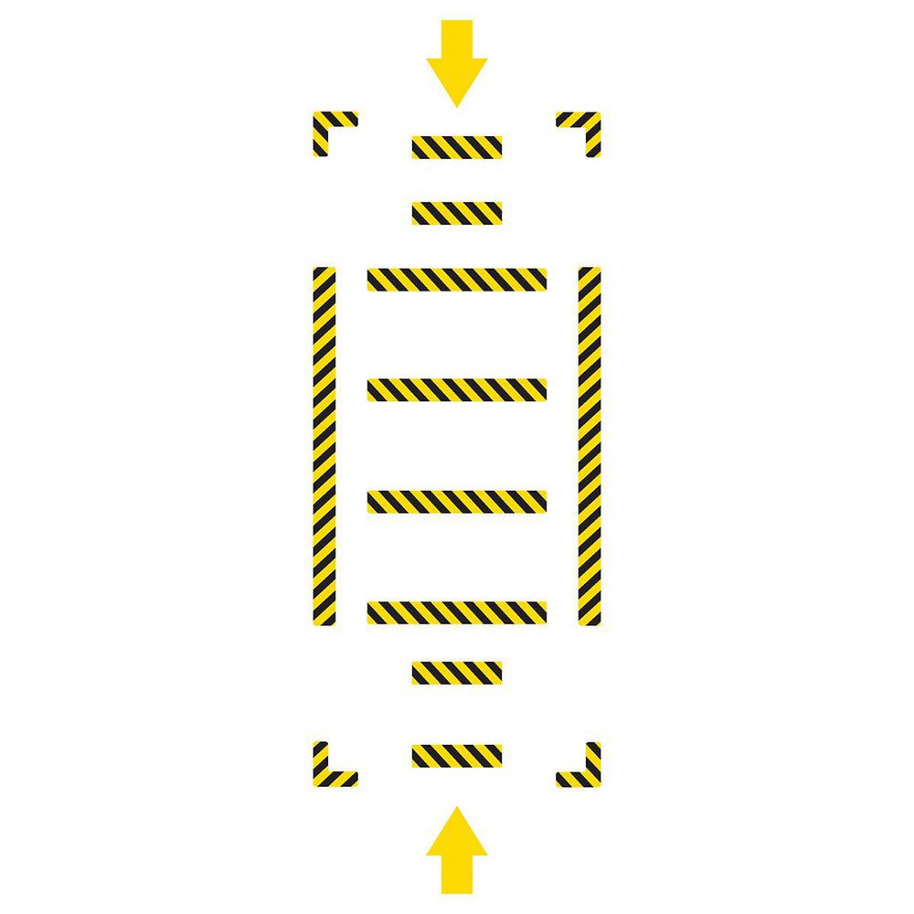 Adhesive Backed Floor Signs; Message Type: Traffic Control ; Message or Graphic: Graphic Only ; Legend: Arrow Graphic ; Material: Vinyl ; Legend Color: Yellow ; Color: Black; Yellow