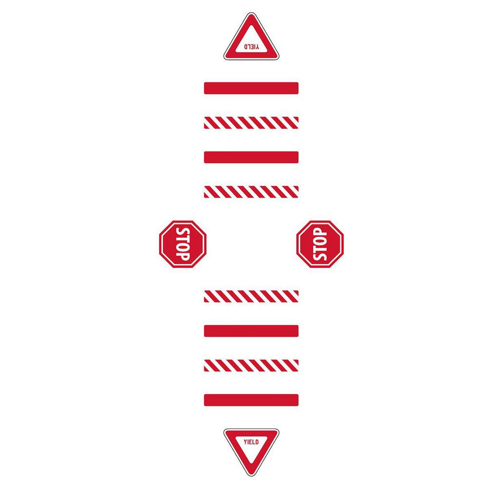 Adhesive Backed Floor Signs; Message Type: Traffic Control ; Message or Graphic: Message & Graphic ; Legend: STOP YIELD ; Material: Vinyl ; Legend Color: White ; Color: Red; White