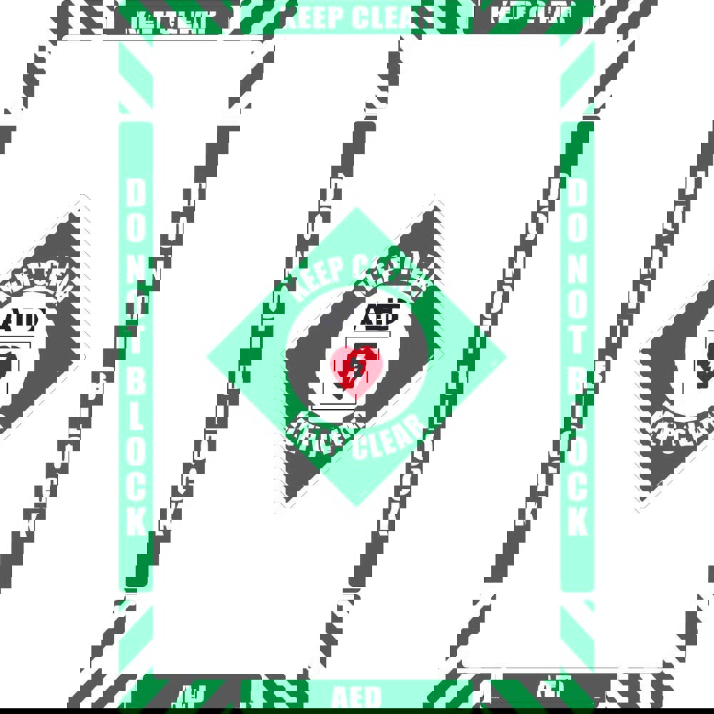 Security & Admittance Adhesive Backed Floor Sign: Rectangle, ''AED Keep Clear''