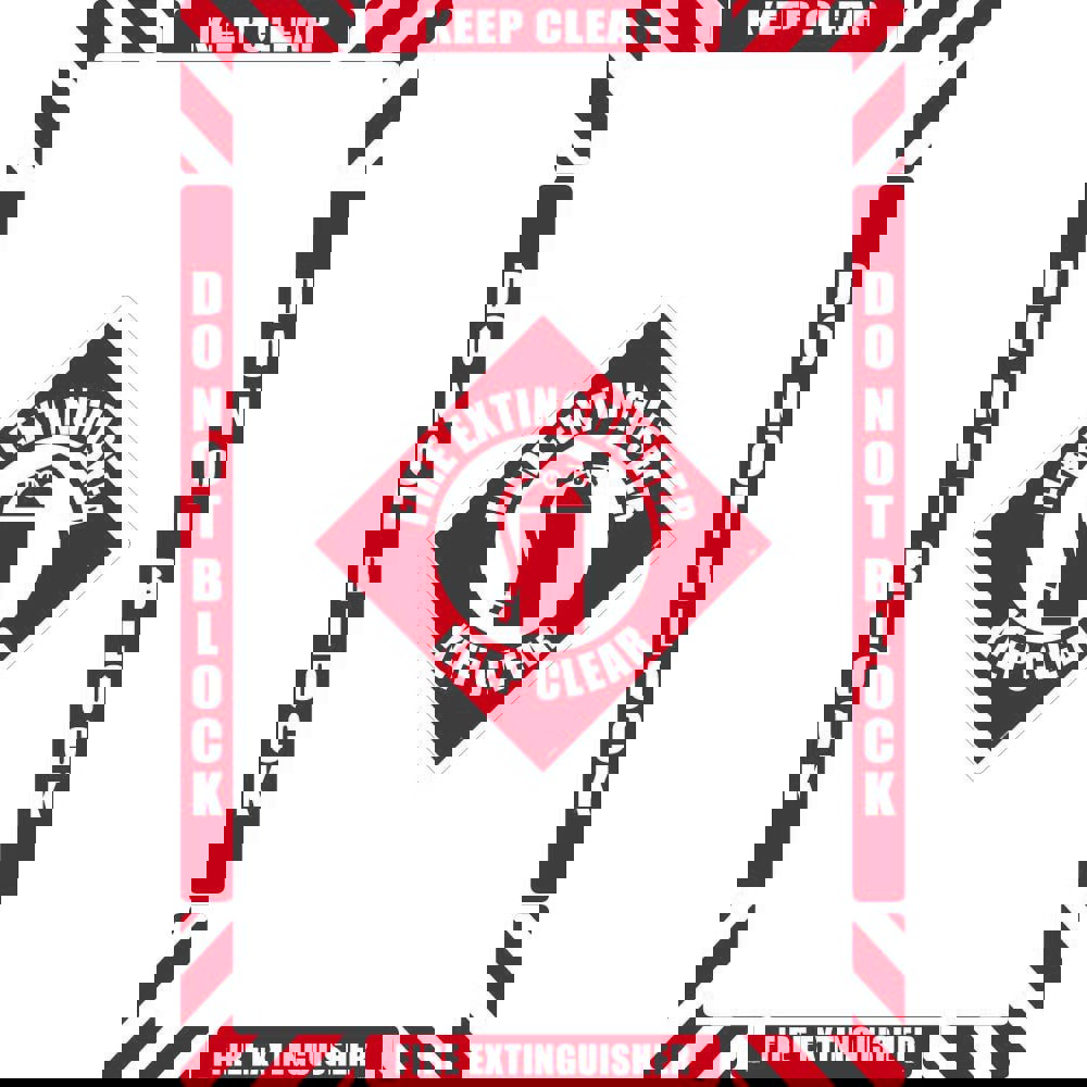 Accident Prevention Adhesive Backed Floor Sign: Rectangle, ''Fire Extinguisher Keep Clear''