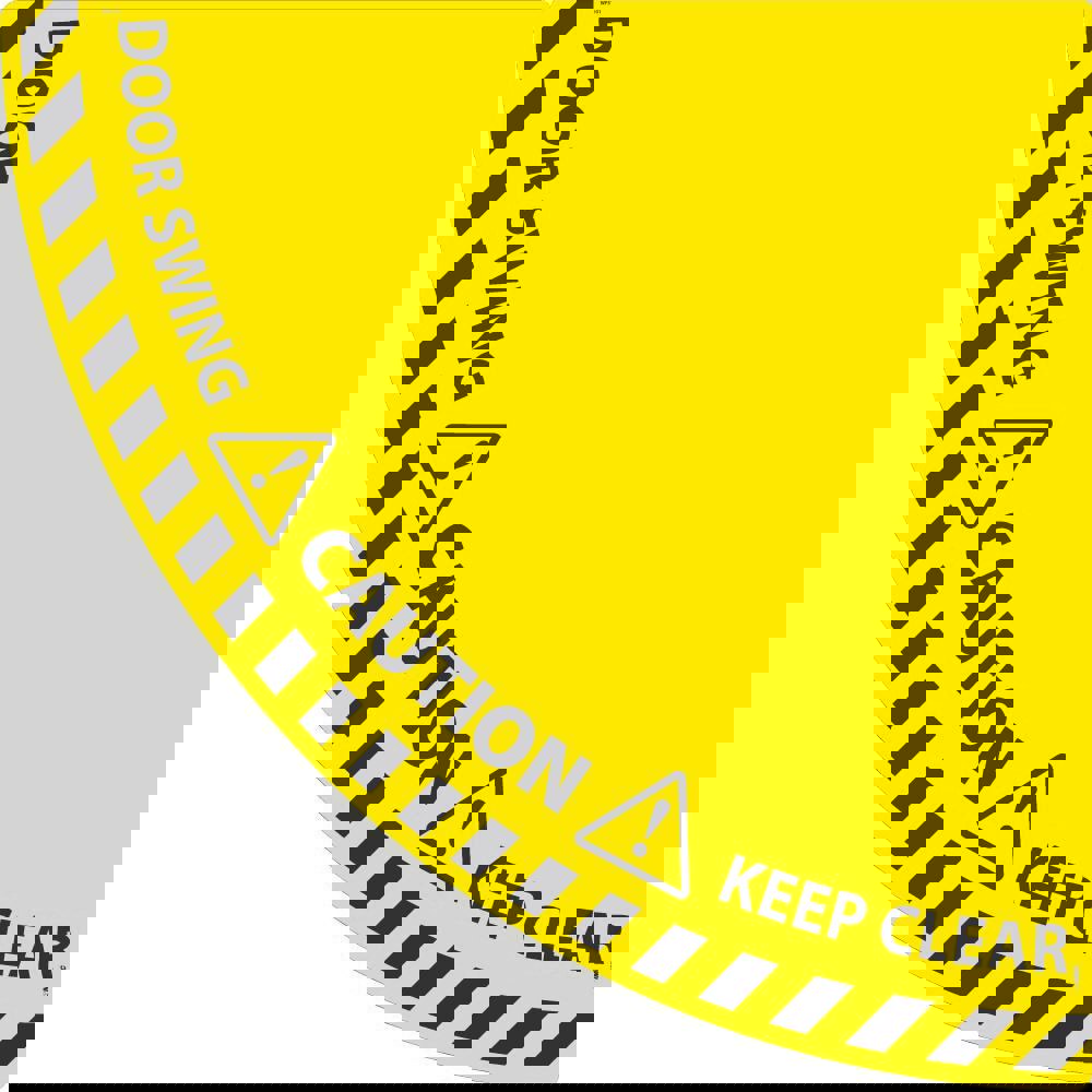 Workplace/Safety Adhesive Backed Floor Sign: Quarter Round, ''DOOR SWING, KEEP CLEAR''