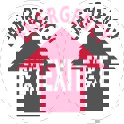 Entrance & Directional & Exit Adhesive Backed Floor Sign: Round, Vinyl, ''EMERGENCY EXIT''