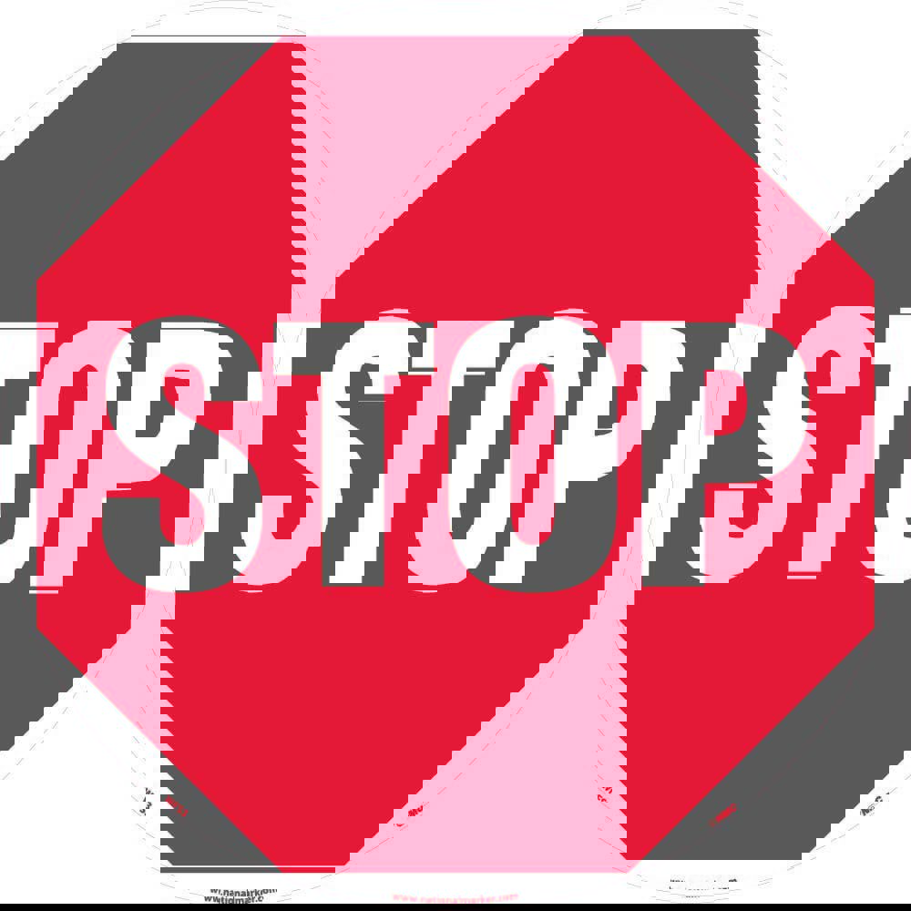 Accident Prevention Adhesive Backed Floor Sign: Round, ''Stop''