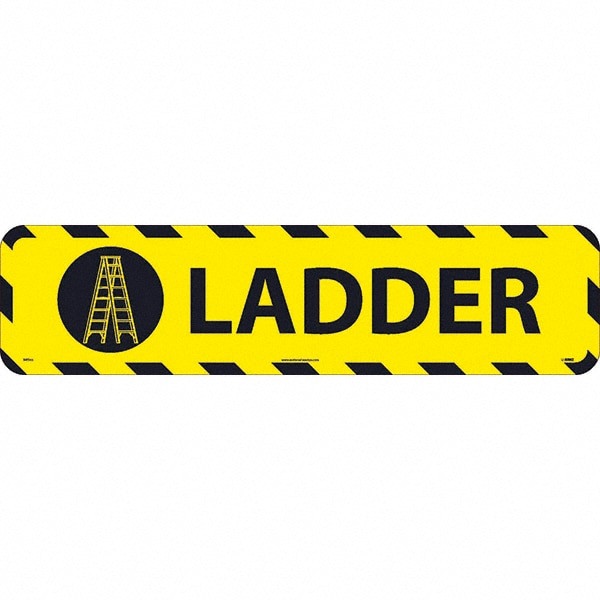 Janitorial & Housekeeping & Restroom Adhesive Backed Floor Sign: Rectangle, Vinyl, ''Ladder''
