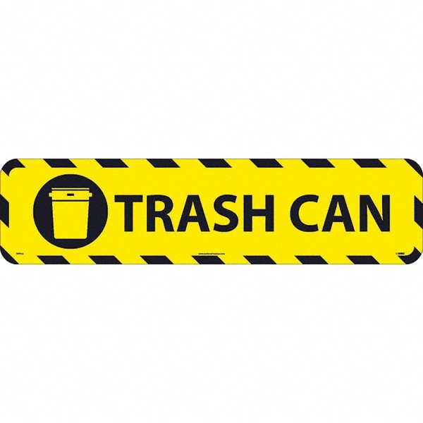 Janitorial & Housekeeping & Restroom Adhesive Backed Floor Sign: Rectangle, Vinyl, ''TRASH CAN''