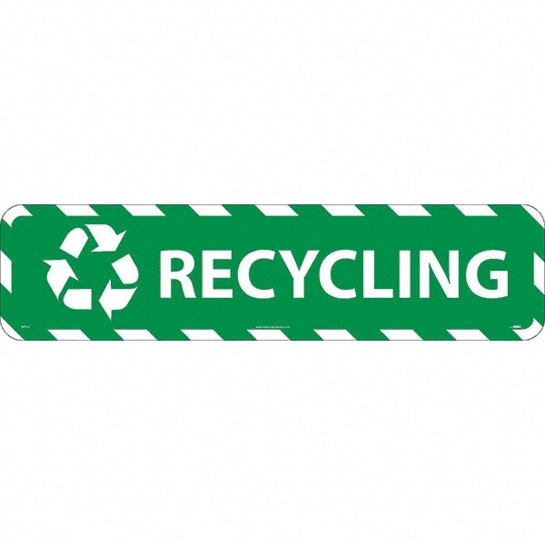 Janitorial & Housekeeping & Restroom Adhesive Backed Floor Sign: Rectangle, Vinyl, ''RECYCLING''