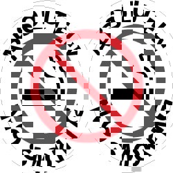 Security & Admittance Adhesive Backed Floor Sign: Round, Vinyl, ''Absolutely No Smoking''