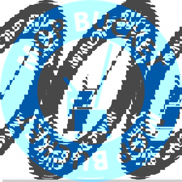 Janitorial & Housekeeping & Restroom Adhesive Backed Floor Sign: Round, Vinyl, ''MOP BUCKET''