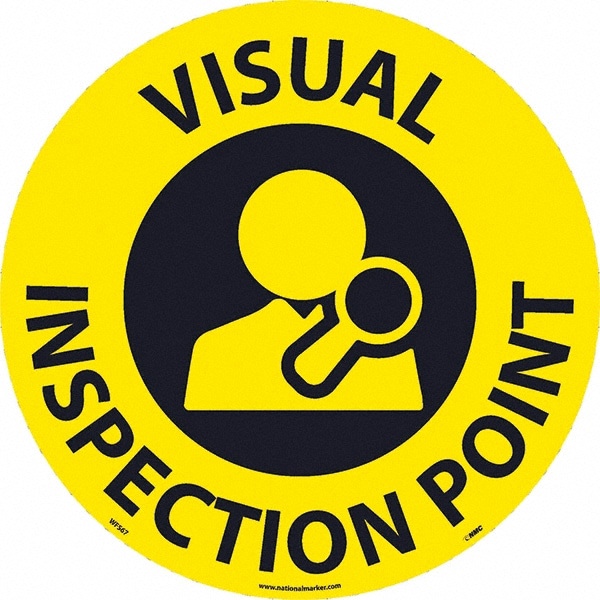 Janitorial & Housekeeping & Restroom Adhesive Backed Floor Sign: Round, Vinyl, ''VISUAL INSPECTION POINT''