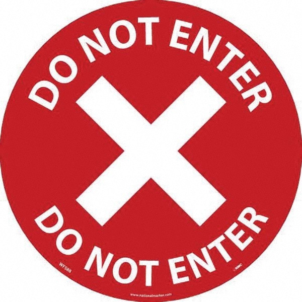 Entrance & Directional & Exit Adhesive Backed Floor Sign: Round, Vinyl, ''Do Not Enter''