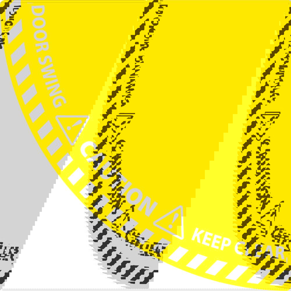 Workplace/Safety Adhesive Backed Floor Sign: Quarter Round, ''DOOR SWING AREA, KEEP AREA CLEAR''