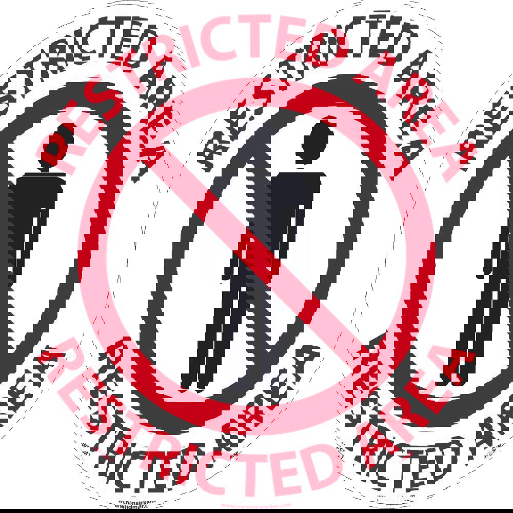 Security & Admittance Adhesive Backed Floor Sign: Round, ''Restricted Area''