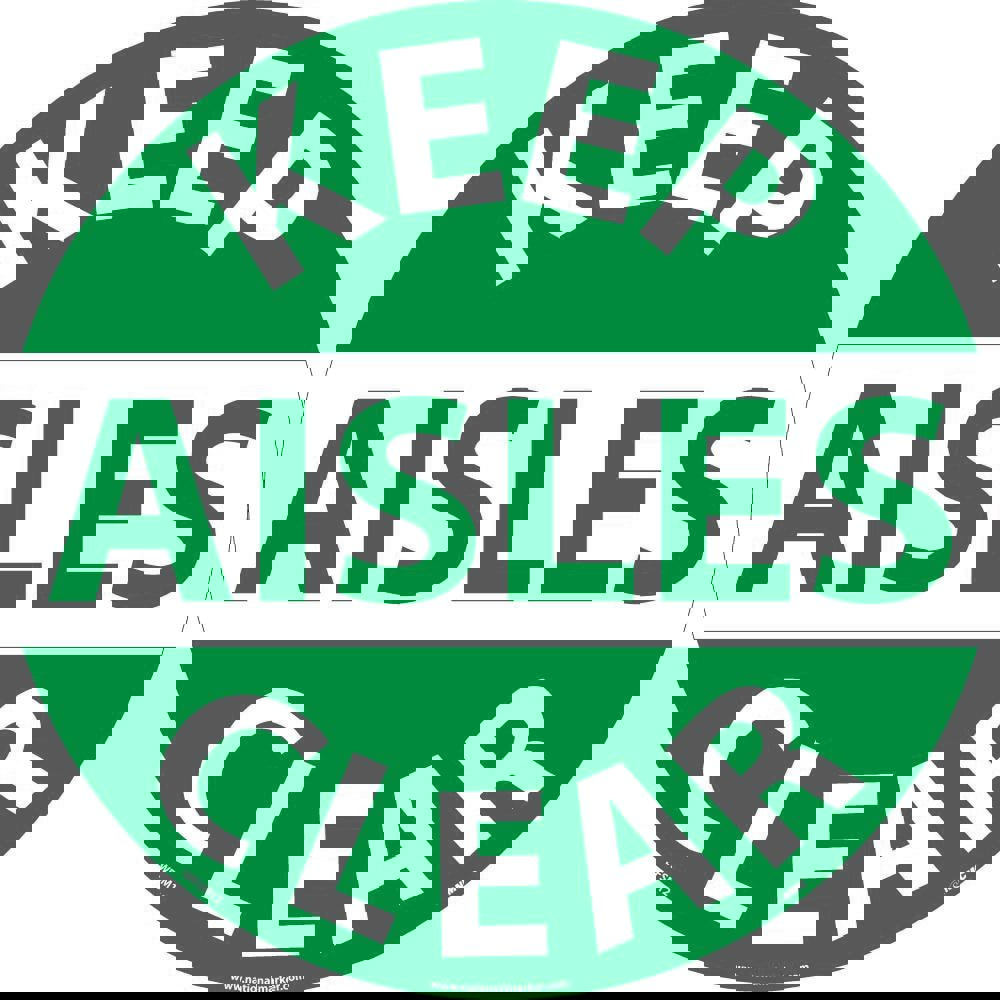 Accident Prevention Adhesive Backed Floor Sign: Round, ''Keep Aisles Clear''