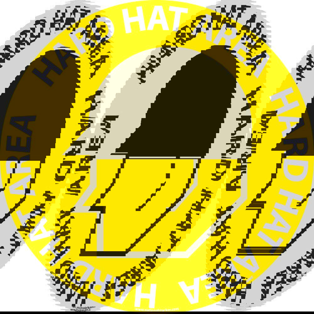 Accident Prevention Adhesive Backed Floor Sign: Round, ''Hard Hat Area''