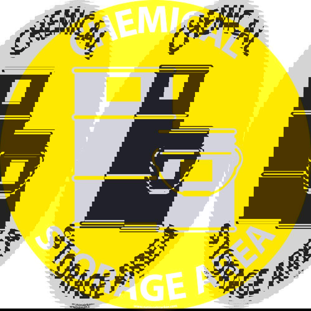 Hazardous Materials Adhesive Backed Floor Sign: Round, ''Chemical Storage Area''