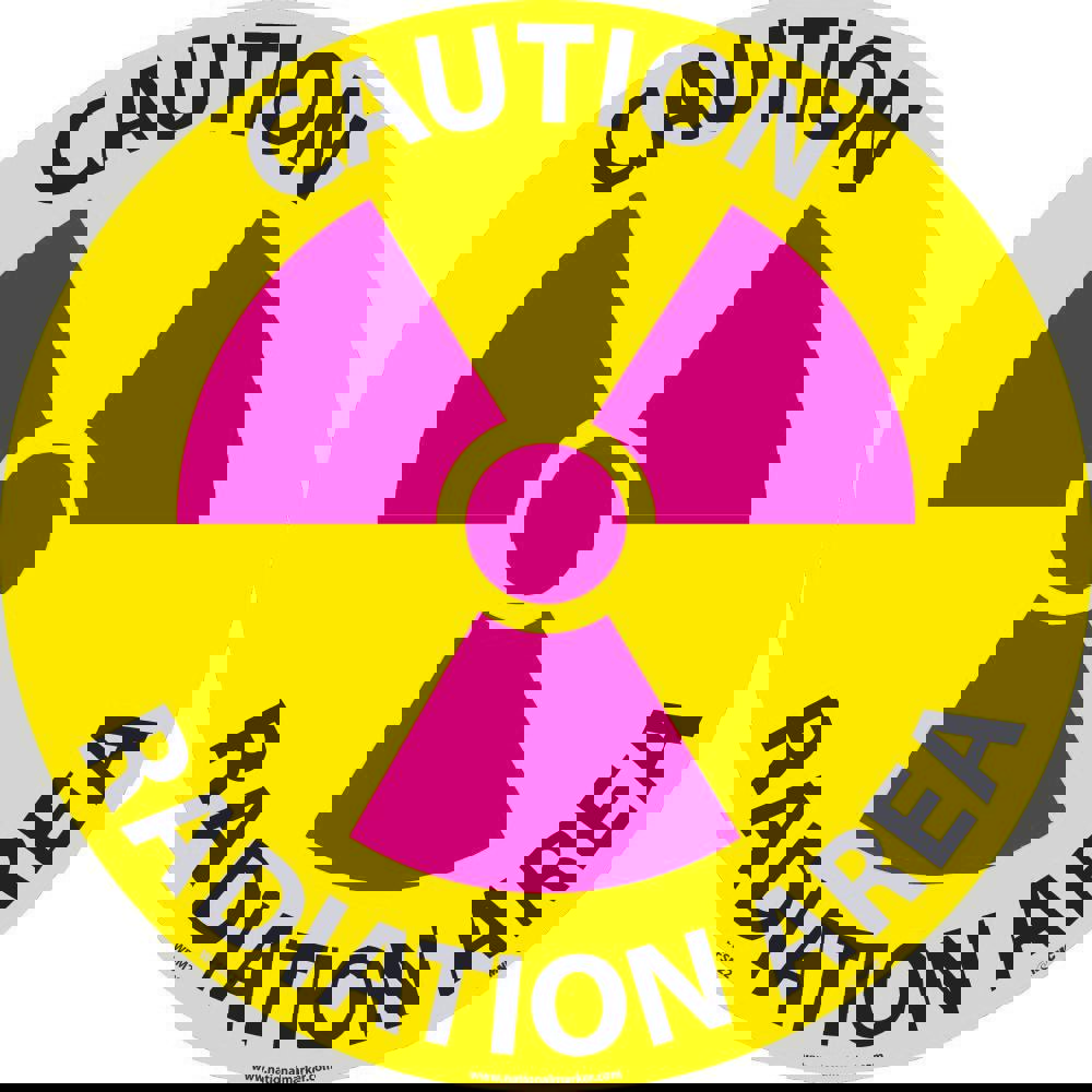 Accident Prevention Adhesive Backed Floor Sign: Round, ''Caution Radiation Area''