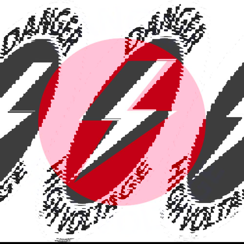 Accident Prevention Adhesive Backed Floor Sign: Round, ''Danger High Voltage''