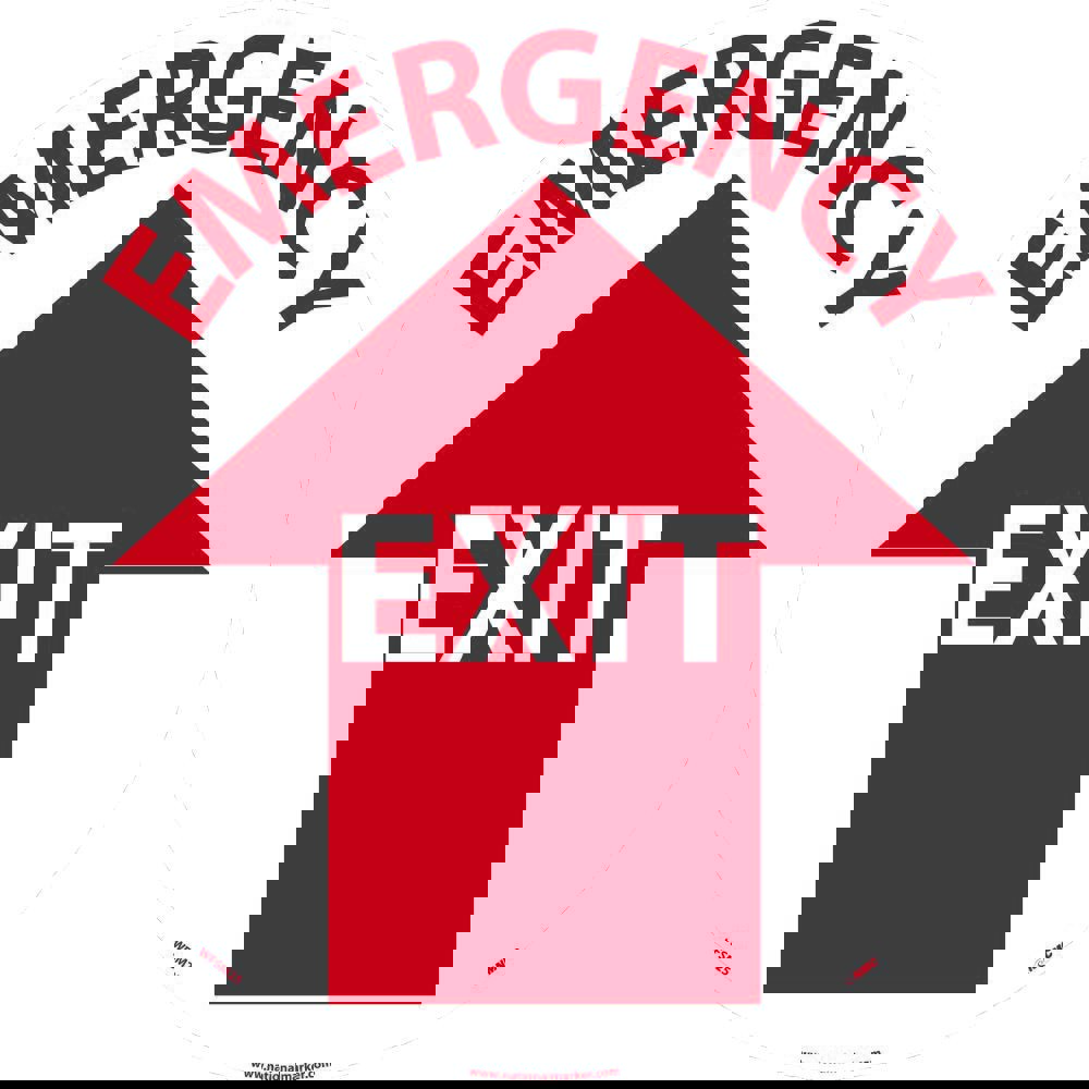 Exit, Entrance & Directional Adhesive Backed Floor Sign: Round, ''Emergency Exit''