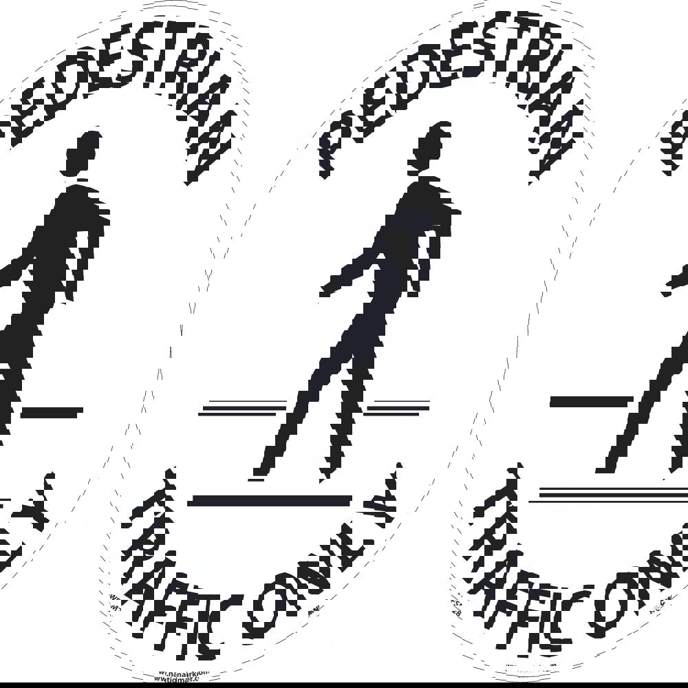 Accident Prevention Adhesive Backed Floor Sign: Round, ''Pedestrian Traffic Only''