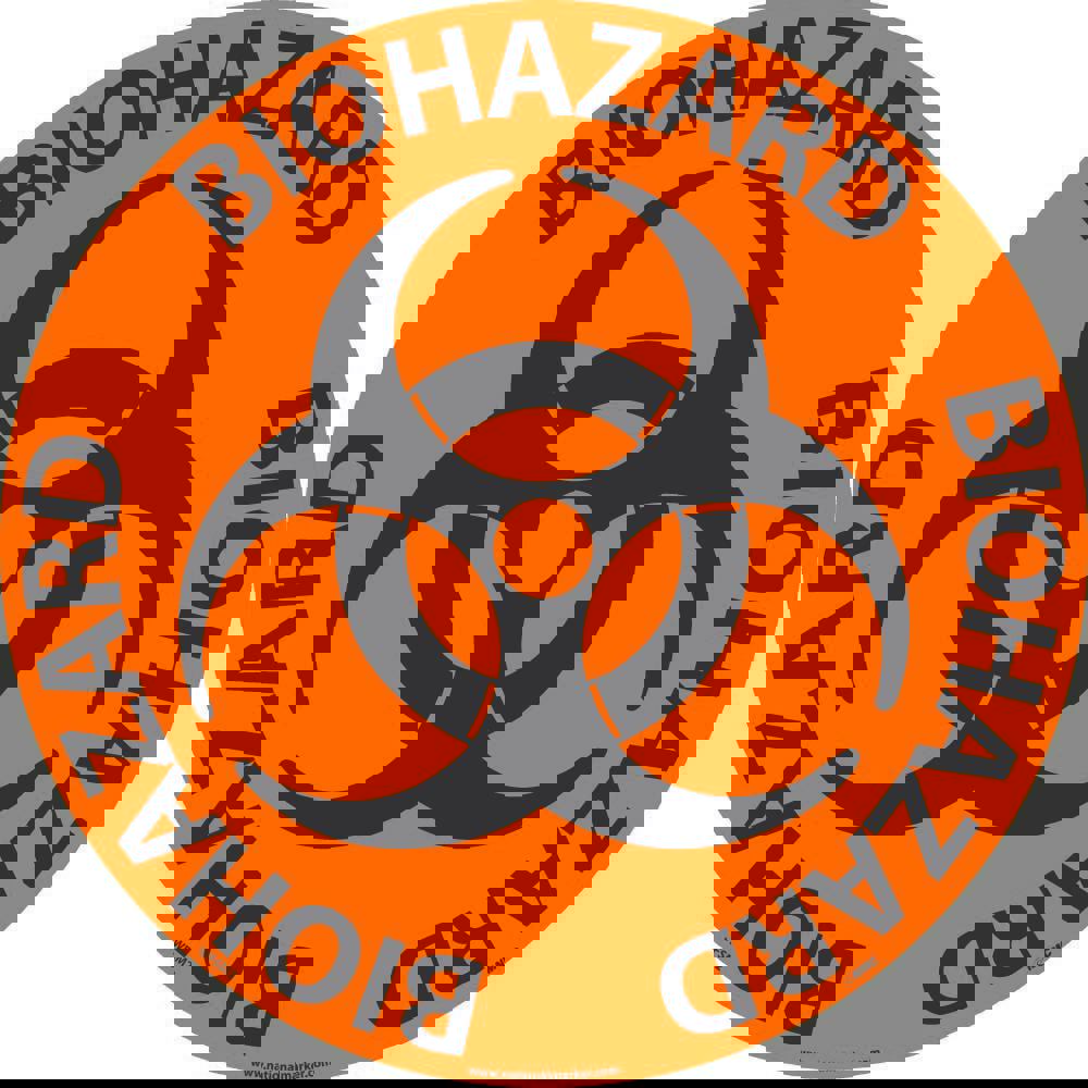 Hazardous Materials Adhesive Backed Floor Sign: Round, ''Biohazard''