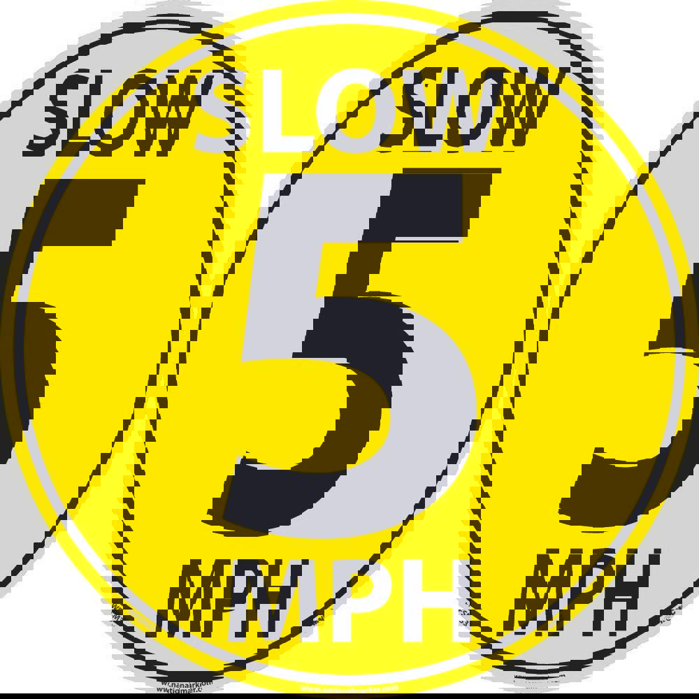 Security & Admittance Adhesive Backed Floor Sign: Round, ''Slow 5 Mph''