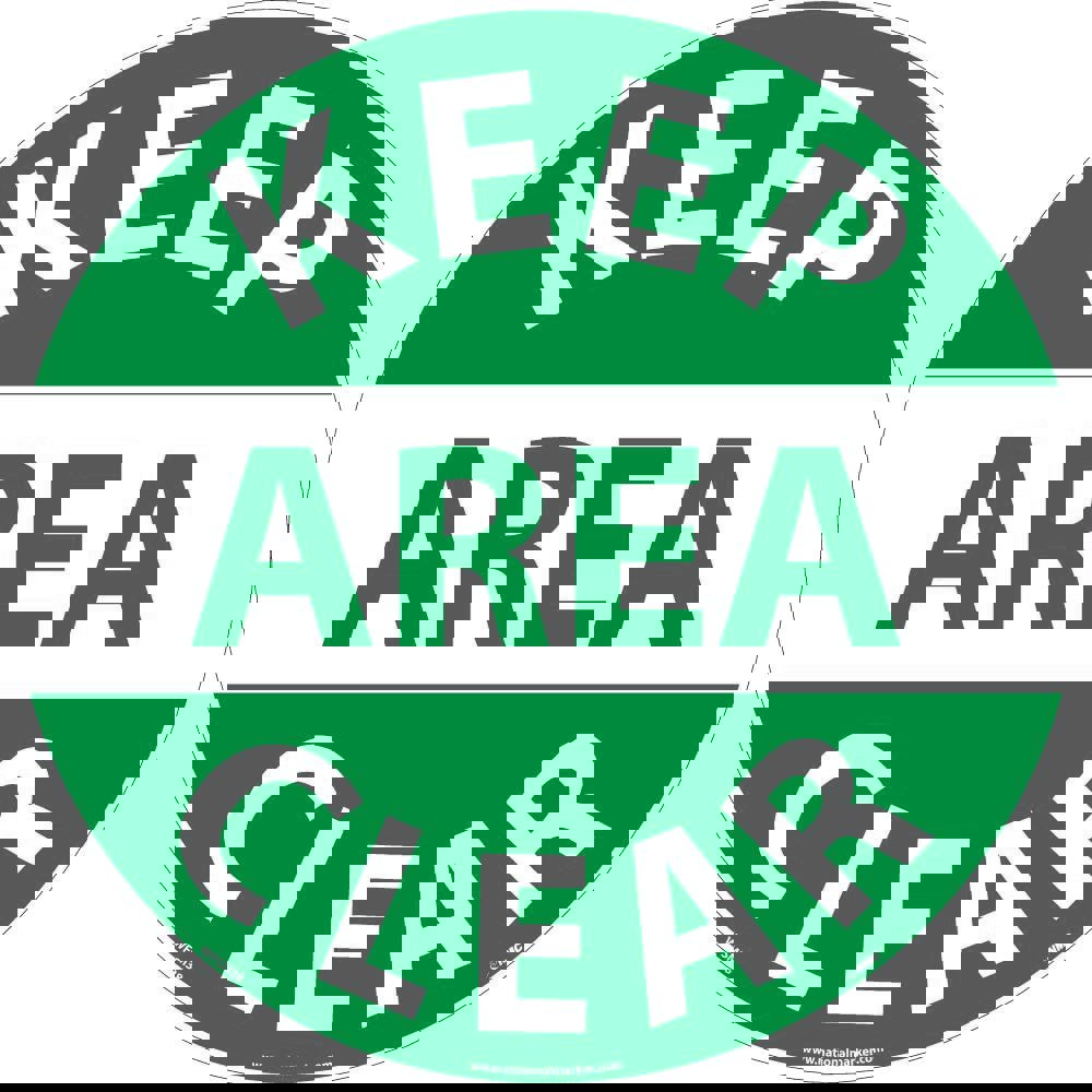 Accident Prevention Adhesive Backed Floor Sign: Round, ''Keep Area Clear''