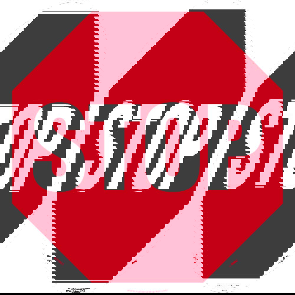 Accident Prevention Adhesive Backed Floor Sign: Round, ''Stop''