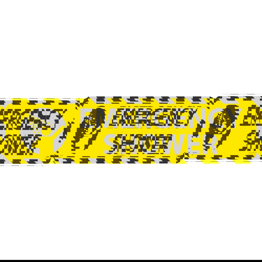 Restroom, Janitorial & Housekeeping Adhesive Backed Floor Sign: Rectangle, ''Emergency Shower''