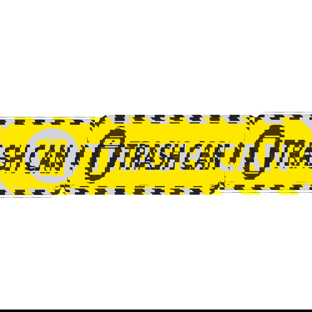 Restroom, Janitorial & Housekeeping Adhesive Backed Floor Sign: Rectangle, ''Trash Can''