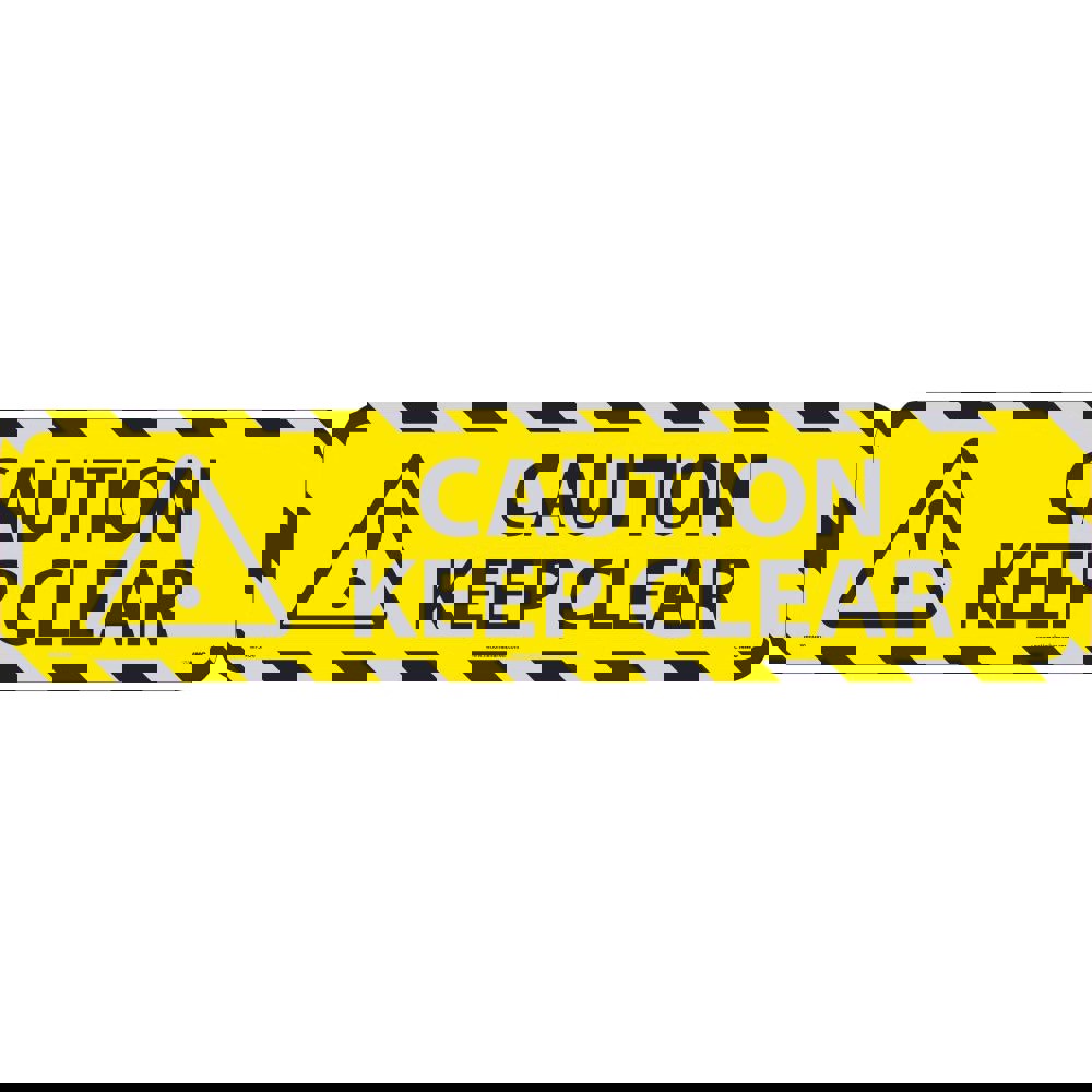 Accident Prevention Adhesive Backed Floor Sign: Round, ''Caution Keep Clear''