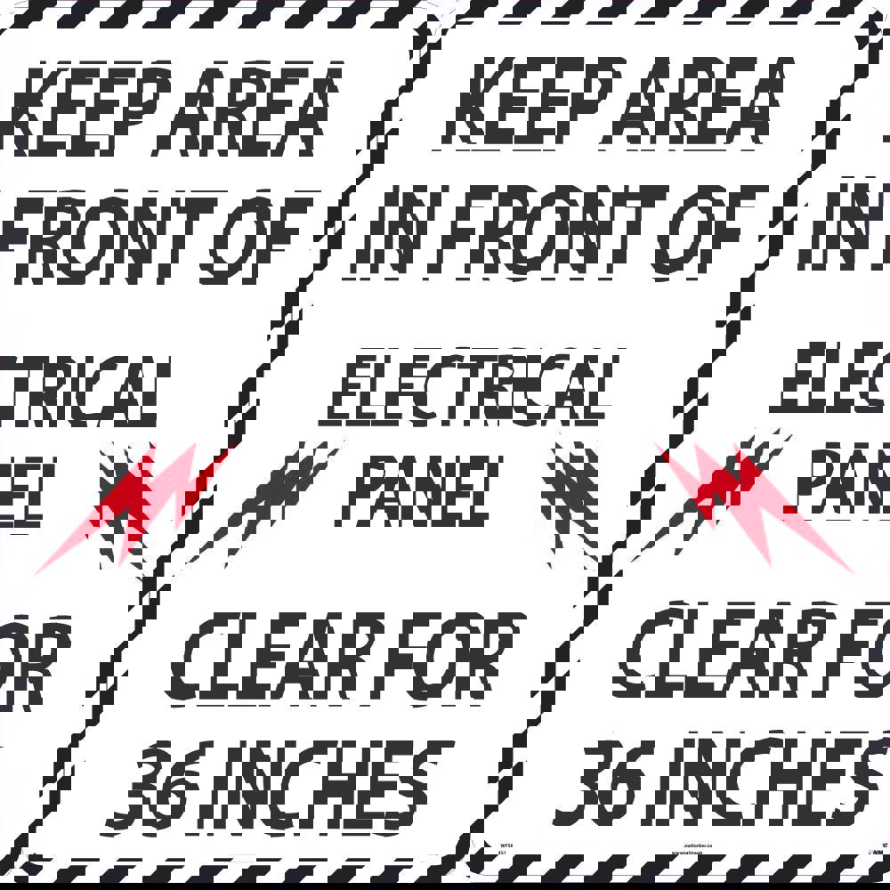Accident Prevention Adhesive Backed Floor Sign: Square, ''Keep Area In Front Of Electrical Panel Clear For 36 Inches''