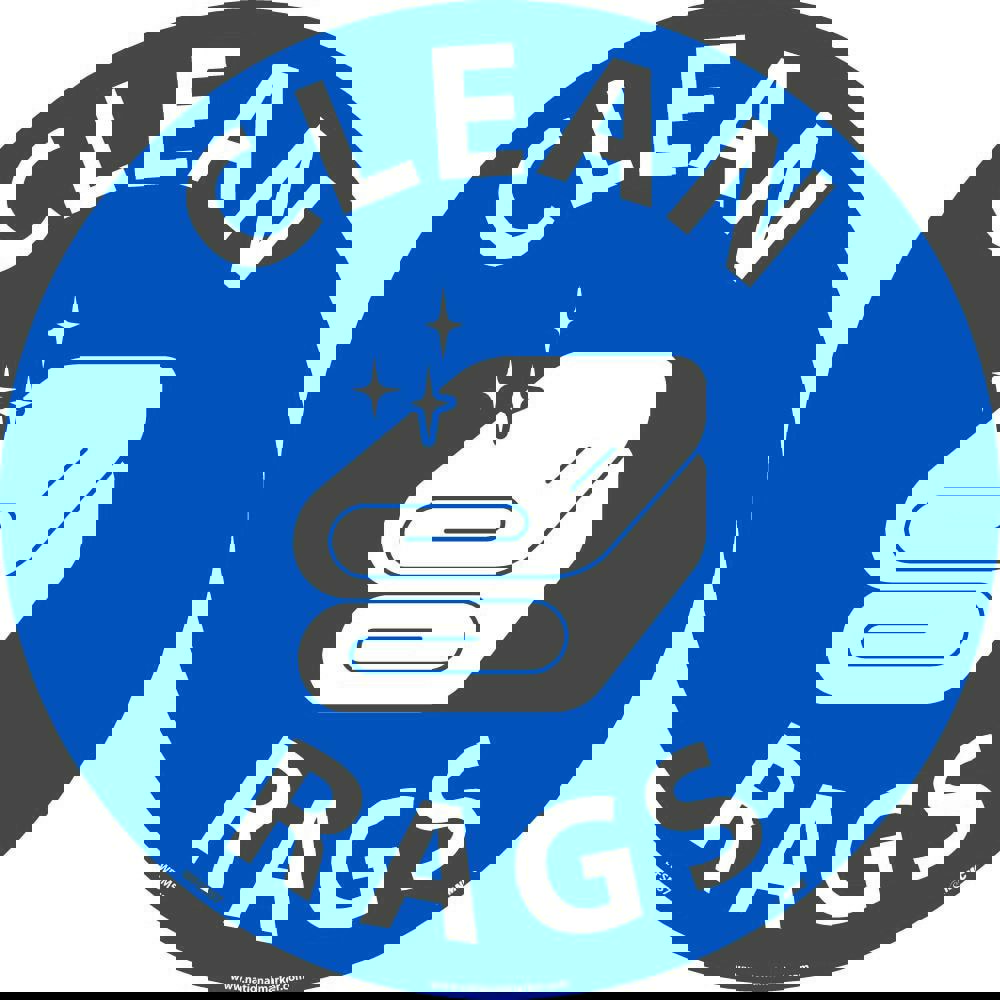 Restroom, Janitorial & Housekeeping Adhesive Backed Floor Sign: Round, ''Clean Rags''