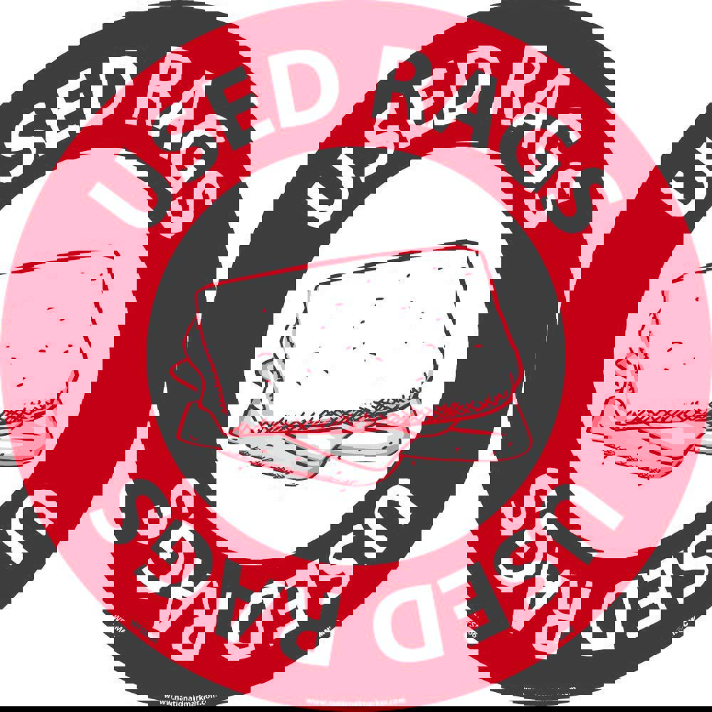 Restroom, Janitorial & Housekeeping Adhesive Backed Floor Sign: Round, ''Used Rags''