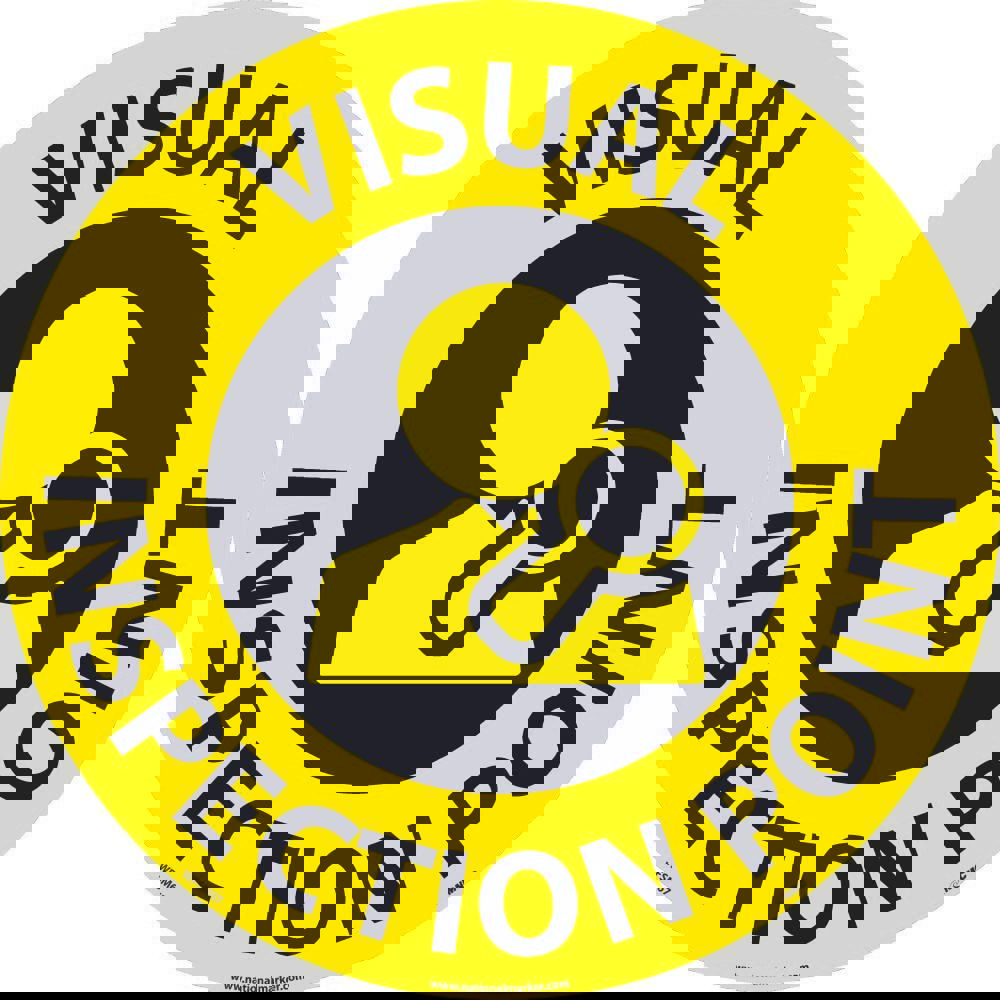 Restroom, Janitorial & Housekeeping Adhesive Backed Floor Sign: Round, ''Visual Inspection Point''