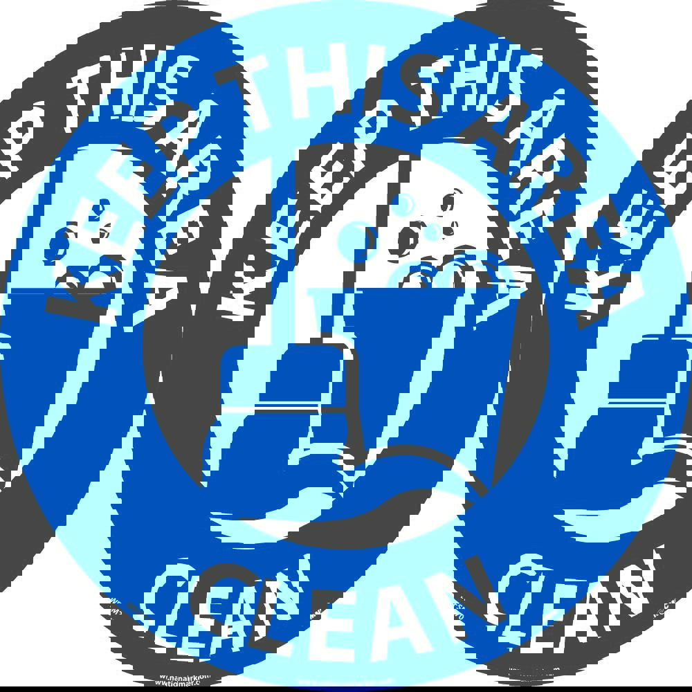 Restroom, Janitorial & Housekeeping Adhesive Backed Floor Sign: Round, ''Keep This Area Clean''