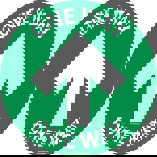 COVID-19 Adhesive Backed Floor Sign: Circle & Oval, Vinyl, ''One Way''