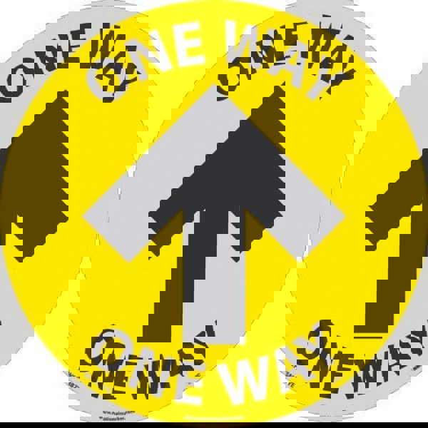 COVID-19 Adhesive Backed Floor Sign: Circle & Oval, Vinyl, ''One Way''