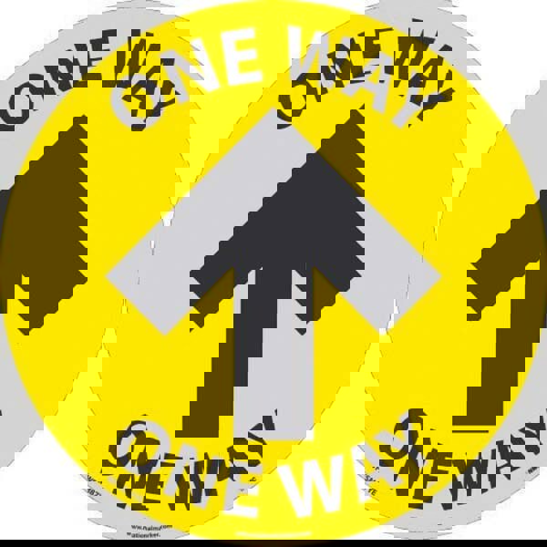 COVID-19 Adhesive Backed Floor Sign: Circle & Oval, Vinyl, ''One Way''