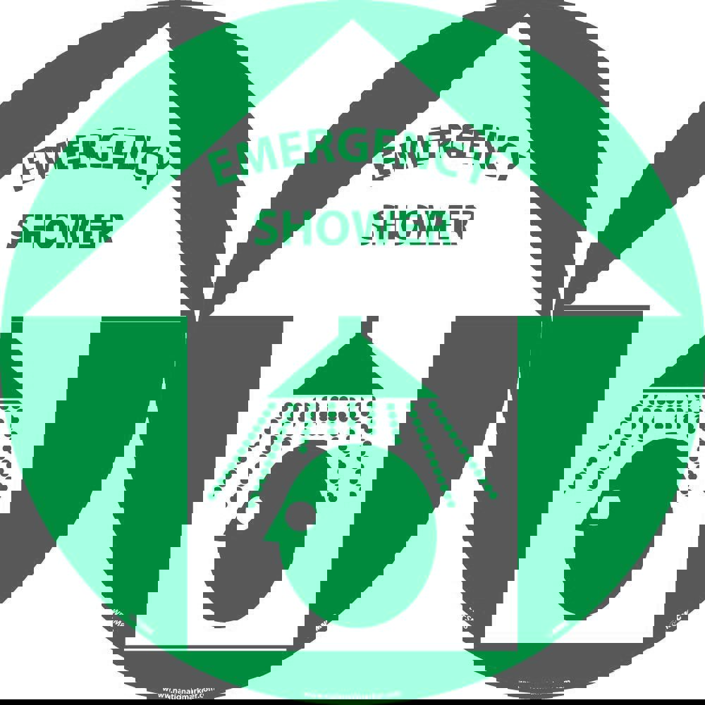 First Aid Adhesive Backed Floor Sign: Round, ''Emergency Shower''