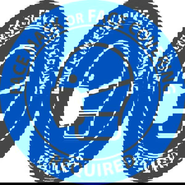 COVID-19 Adhesive Backed Floor Sign: Circle & Oval, Vinyl, ''Face Mask Or Face Covering Required''