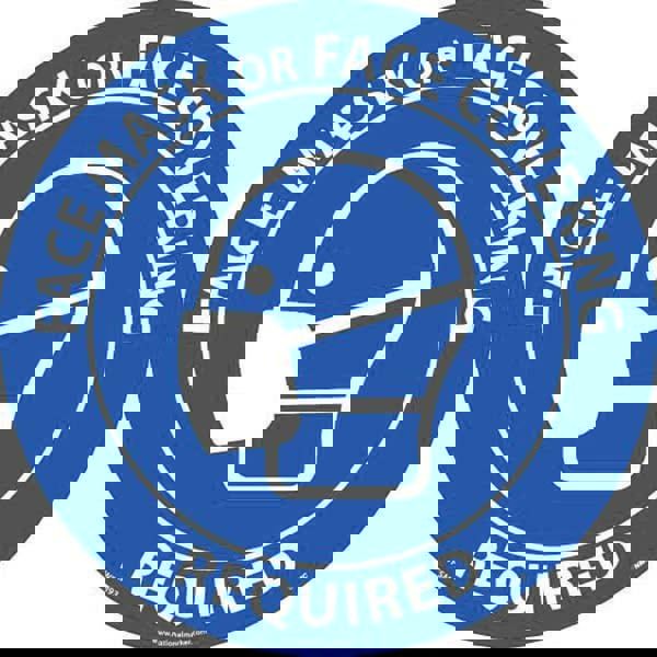 COVID-19 Adhesive Backed Floor Sign: Circle & Oval, Vinyl, ''Face Mask Or Face Covering Required''