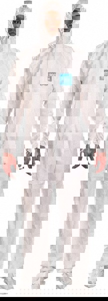 Disposable Coveralls: Chemical & Liquid, Size X-Large, 1.8600 oz, Polyethylene, Two Way Zipper & Stormflaps Closure