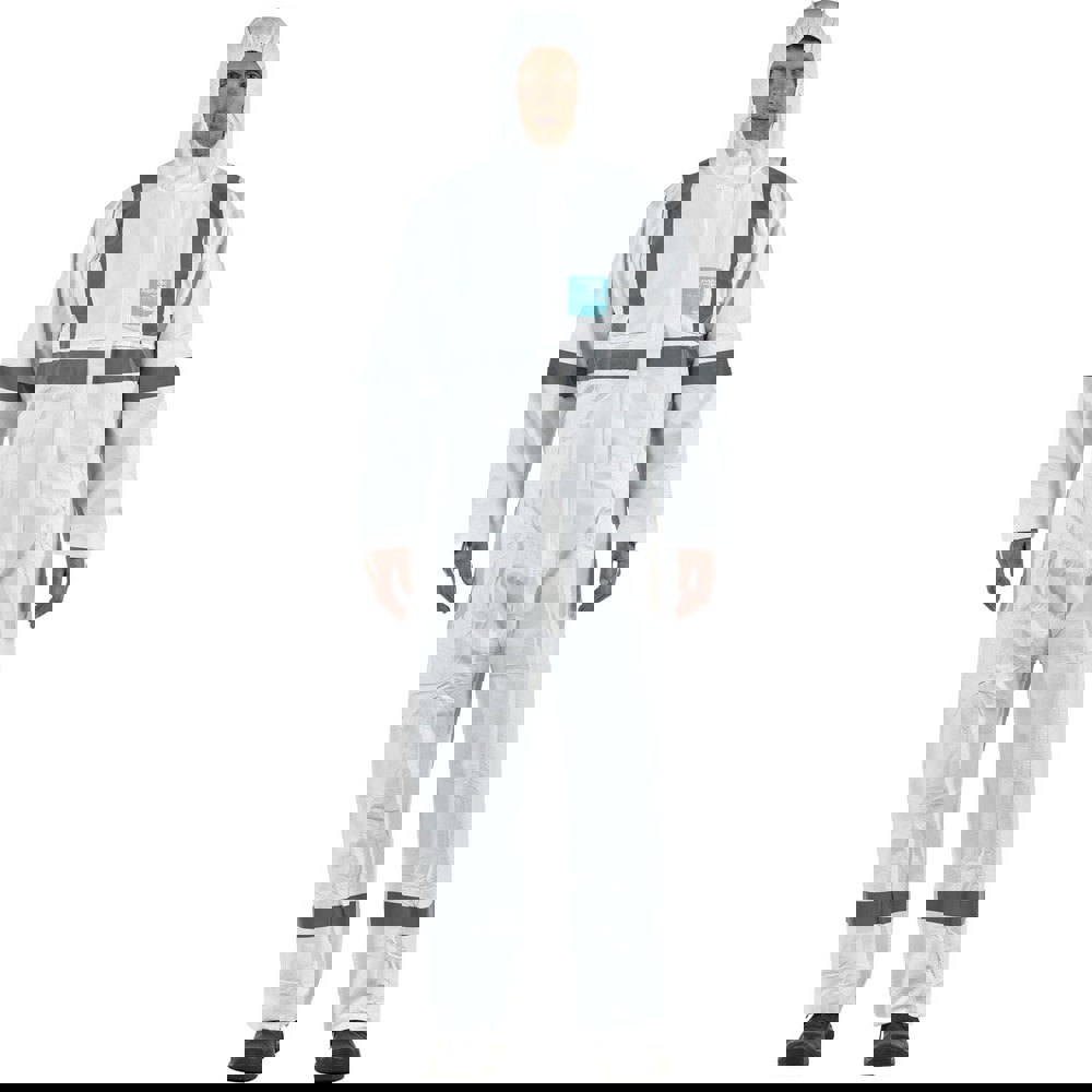 Disposable & Chemical Resistant Coveralls; Garment Style: Coveralls ; Size: Medium ; Material: Microporous Polyethylene Laminate Non-Woven ; Closure Type: 2-Way Zipper with Storm Flap ; Number Of Pockets: 0.000 ; Cuff Style: Elastic with Thumb-loop